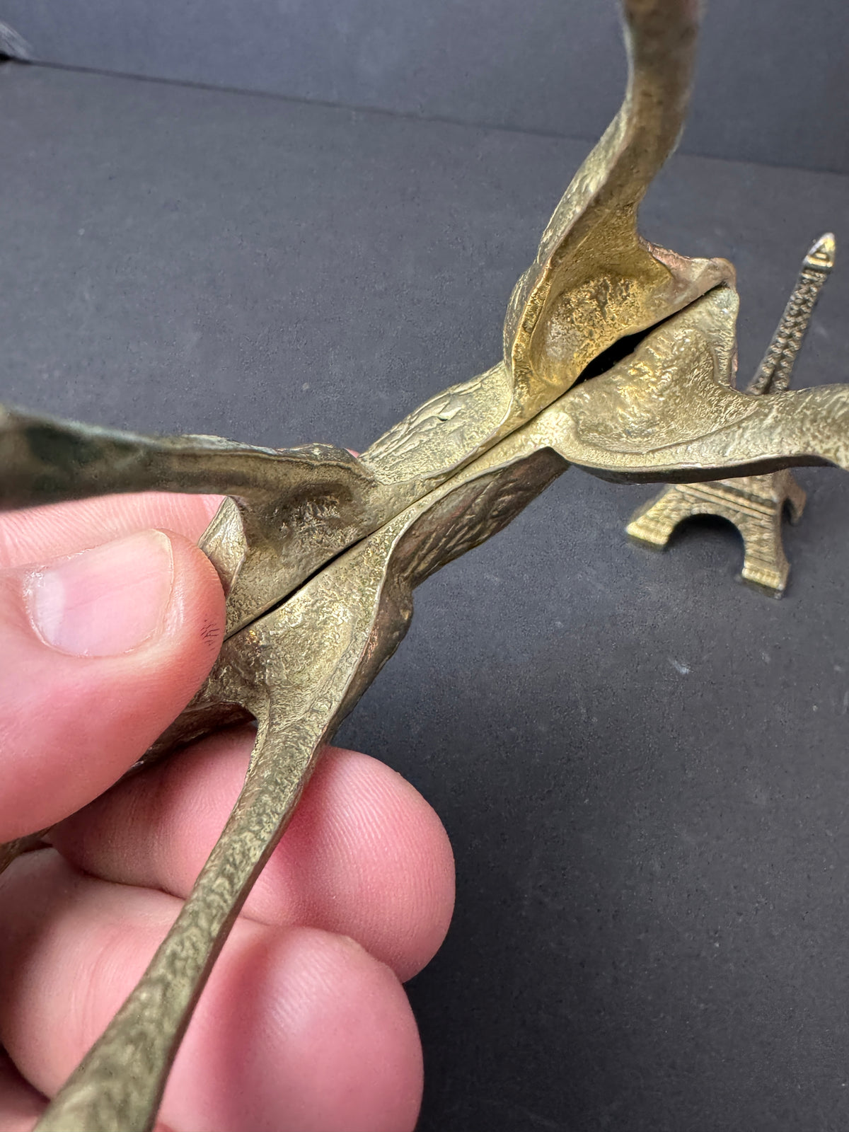 501 - bundle - Vintage Brass looking Doe Figure, Eiffel Tower Souvenir