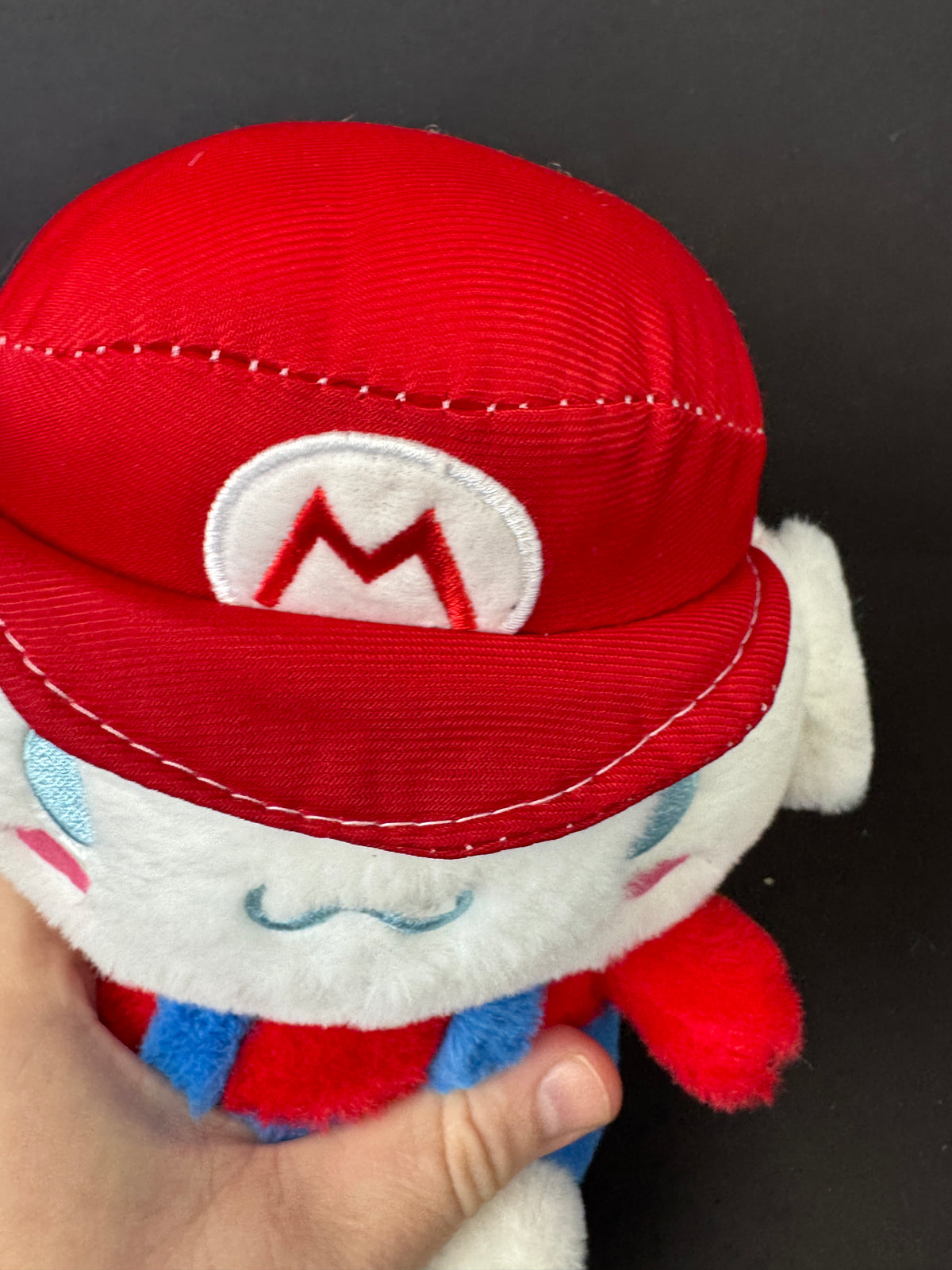 556 - Cinnamoroll Plush Mario Costume Red "M" Hat Blue Overalls White Red Blue Pink