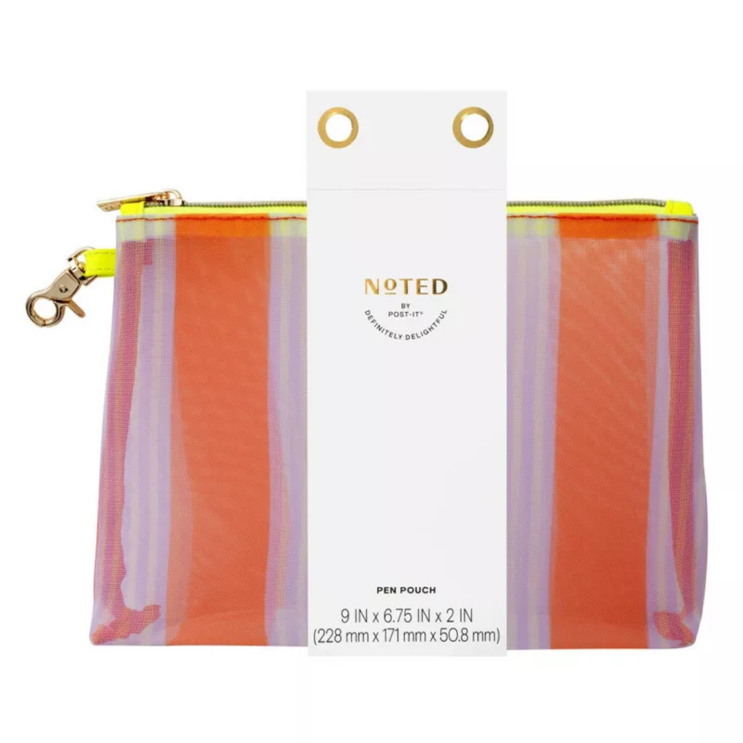 Noted by Post-it Pen and Pencil Pouch, Orange & Pink