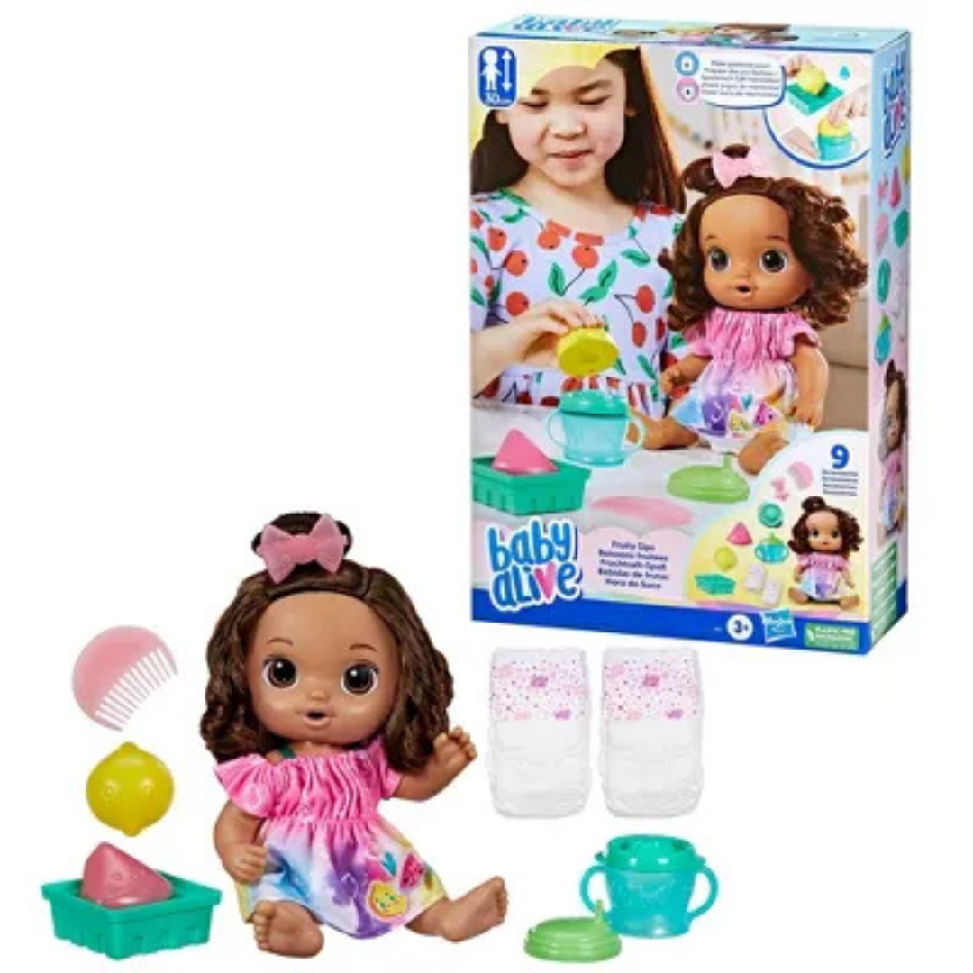 Baby Alive Fruity Sips Baby Doll - Brown Hair/Brown Eyes