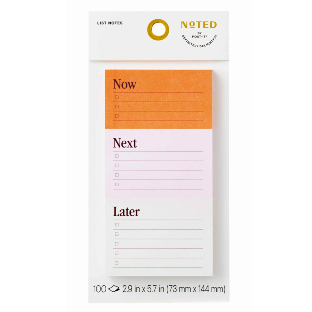 Noted by Post-it List Notes, Orange, Pink & Cream Sticky Notes