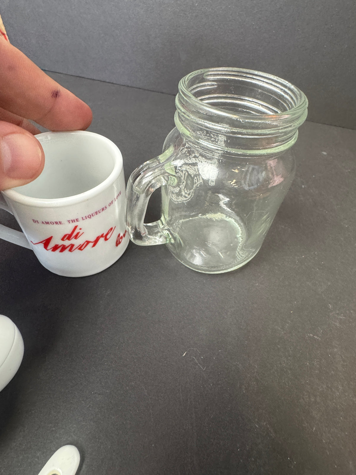 497 - Bundle Deal - Avon butterfly trinket dish, 2 small mugs, polished stone, ceramic spoon