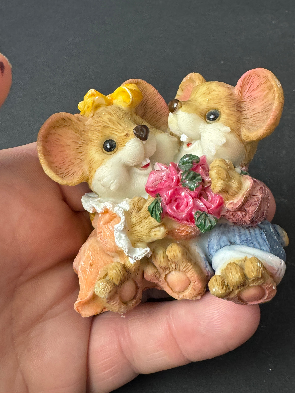 481 - Vtg His & Her Mice Mates Pair, Mouse Couple, dressed up date night anniversary