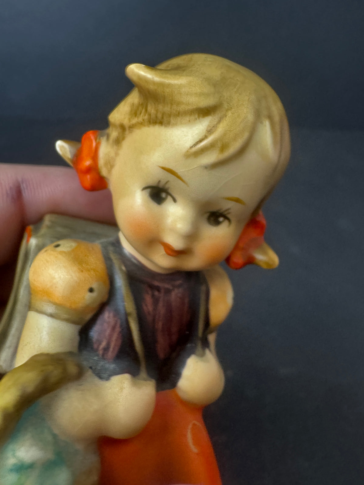 499 - Goebel Hand Painted Girl with Basket Porcelain Figurine Multicolor 1970s?