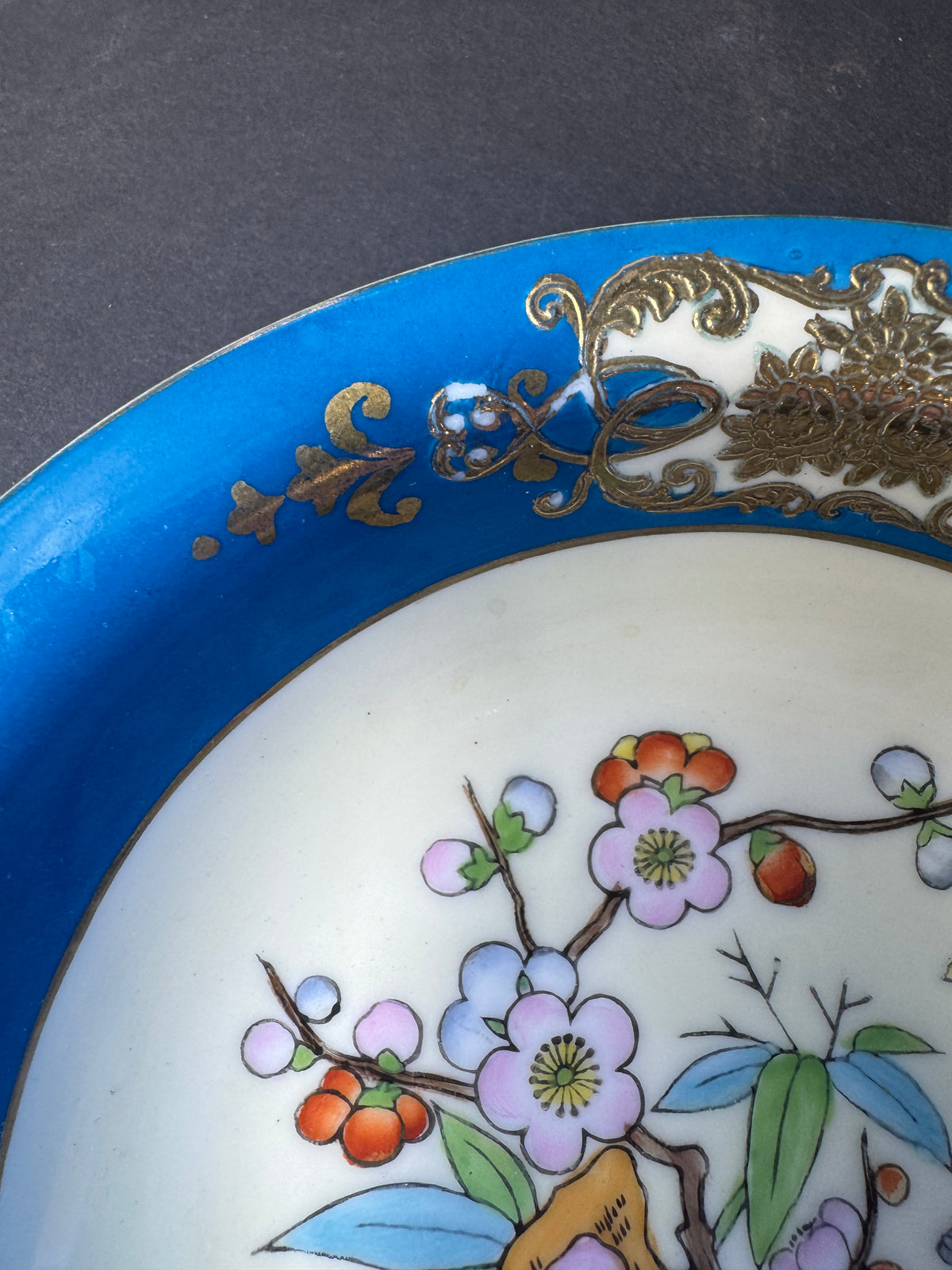 Vintage Morimura Noritake Hand Painted Handled Bowl tree flowers butterfly