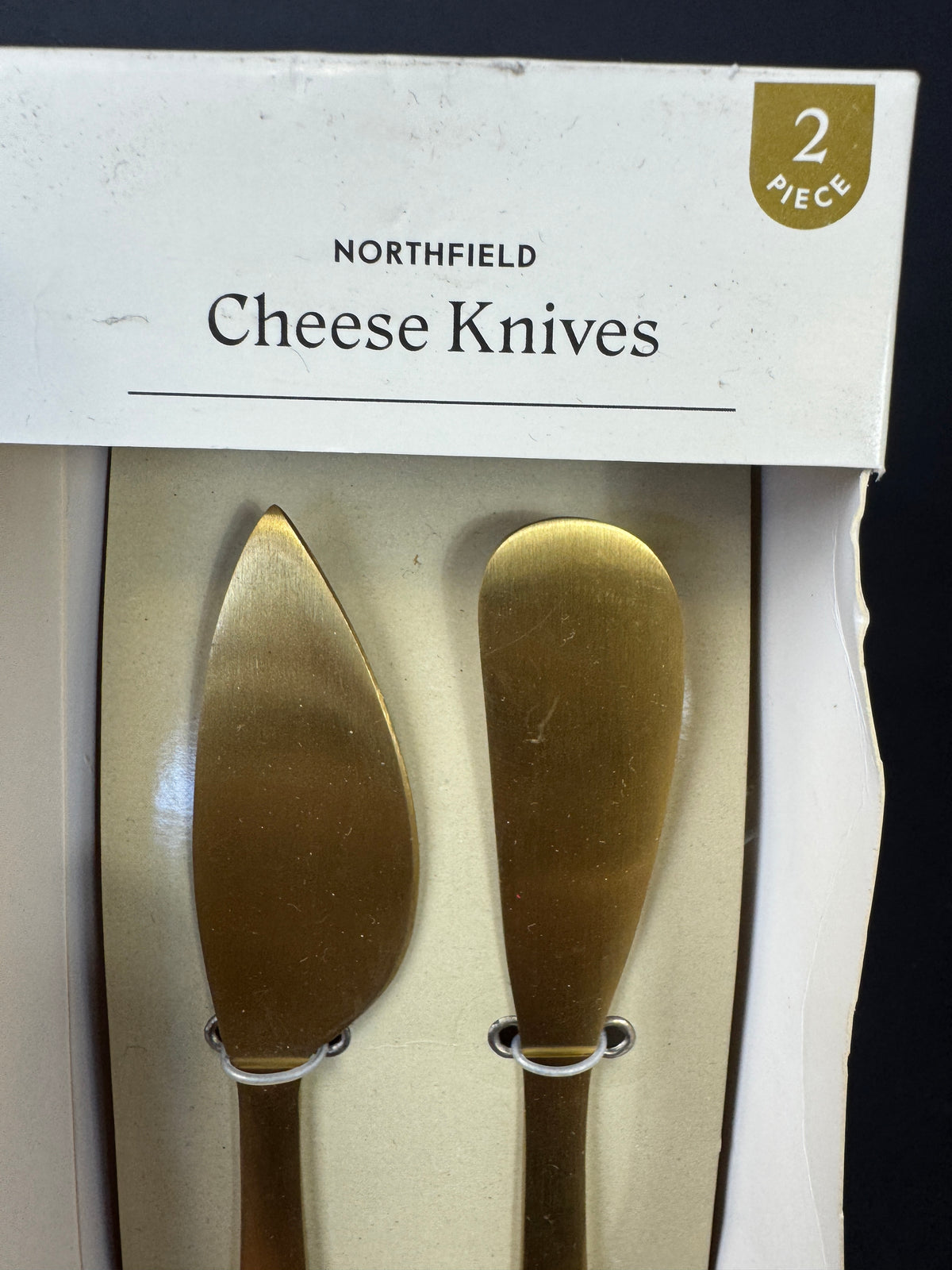 Gorgeous Threshold Cheese Knife Set 2 Piece Gold Color Stainless Steel BRAND NEW
