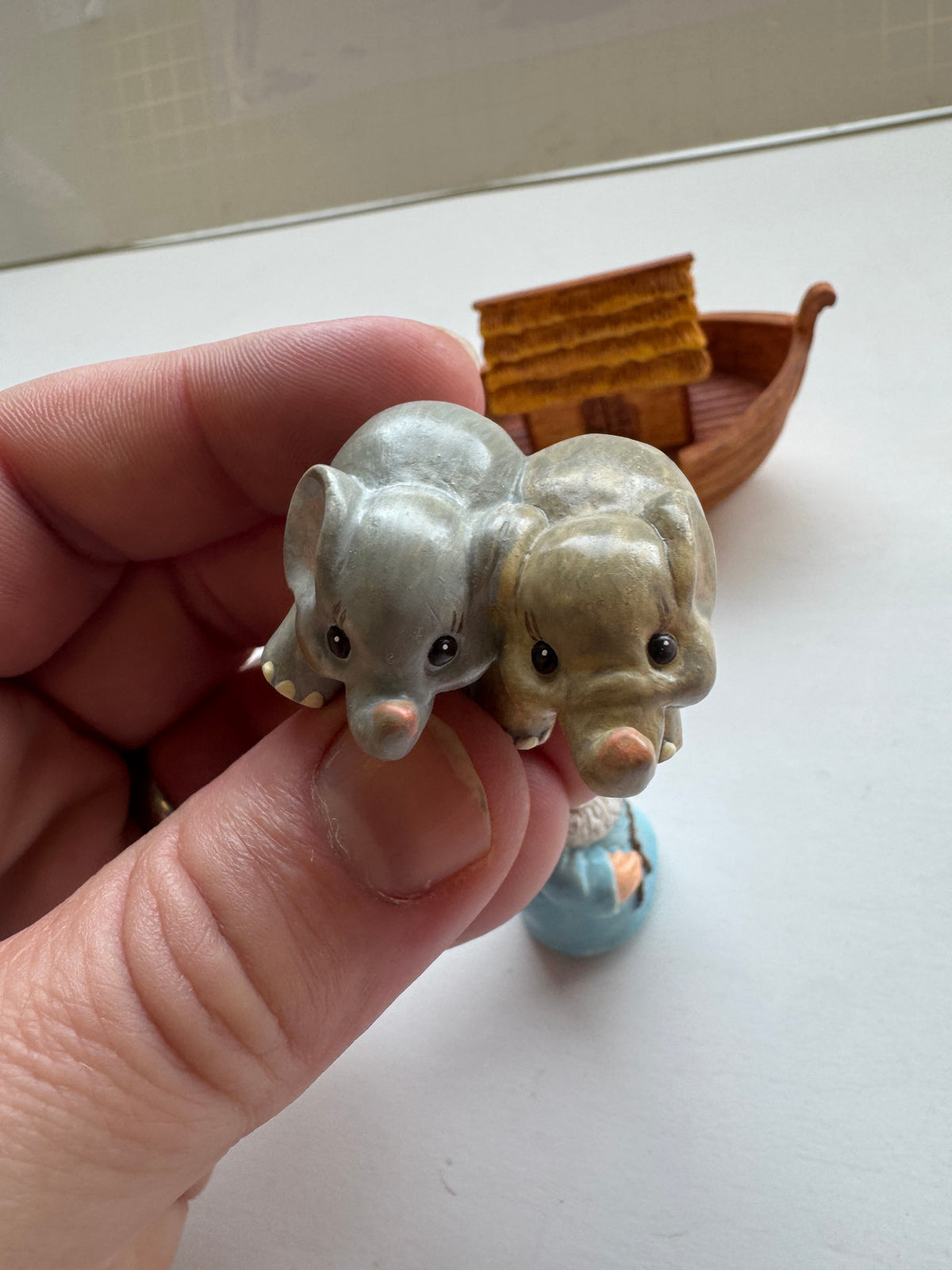 510 - Hallmark Merry Miniatures Noah and Friends, 1996 Story Time figurines, Noah, boat, elephants, giraffes