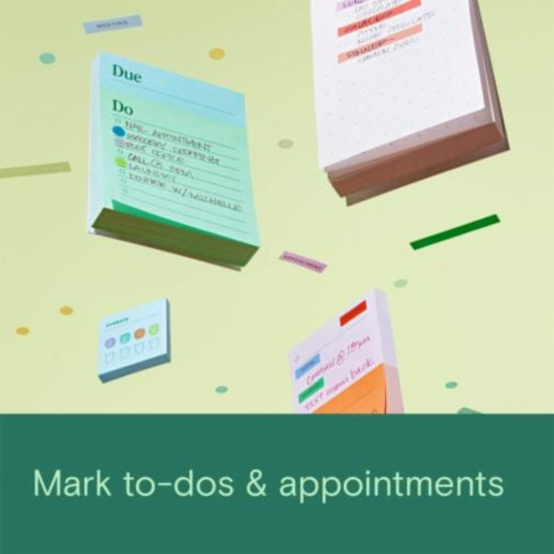 Noted by Post-it Mini List Notes, Blue and Green Sticky