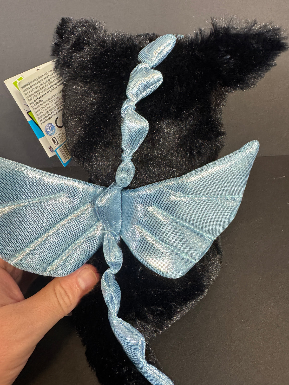 275 - Rare Francisco Flamefart Feisty Pets Plush 9" Black Dragon Blue  Game Stop