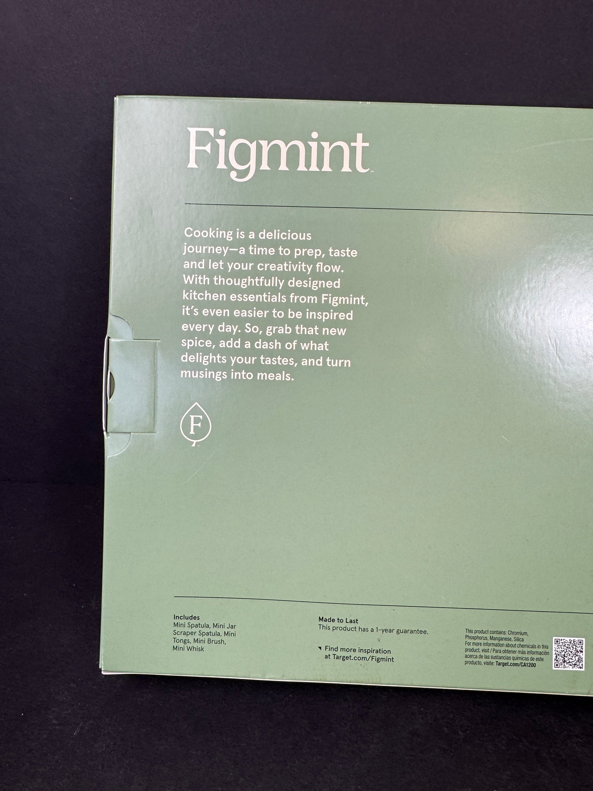 Figmint Mini Cooking Utensil Set 5pc Spatula Spoon Whisk Tongs Brush