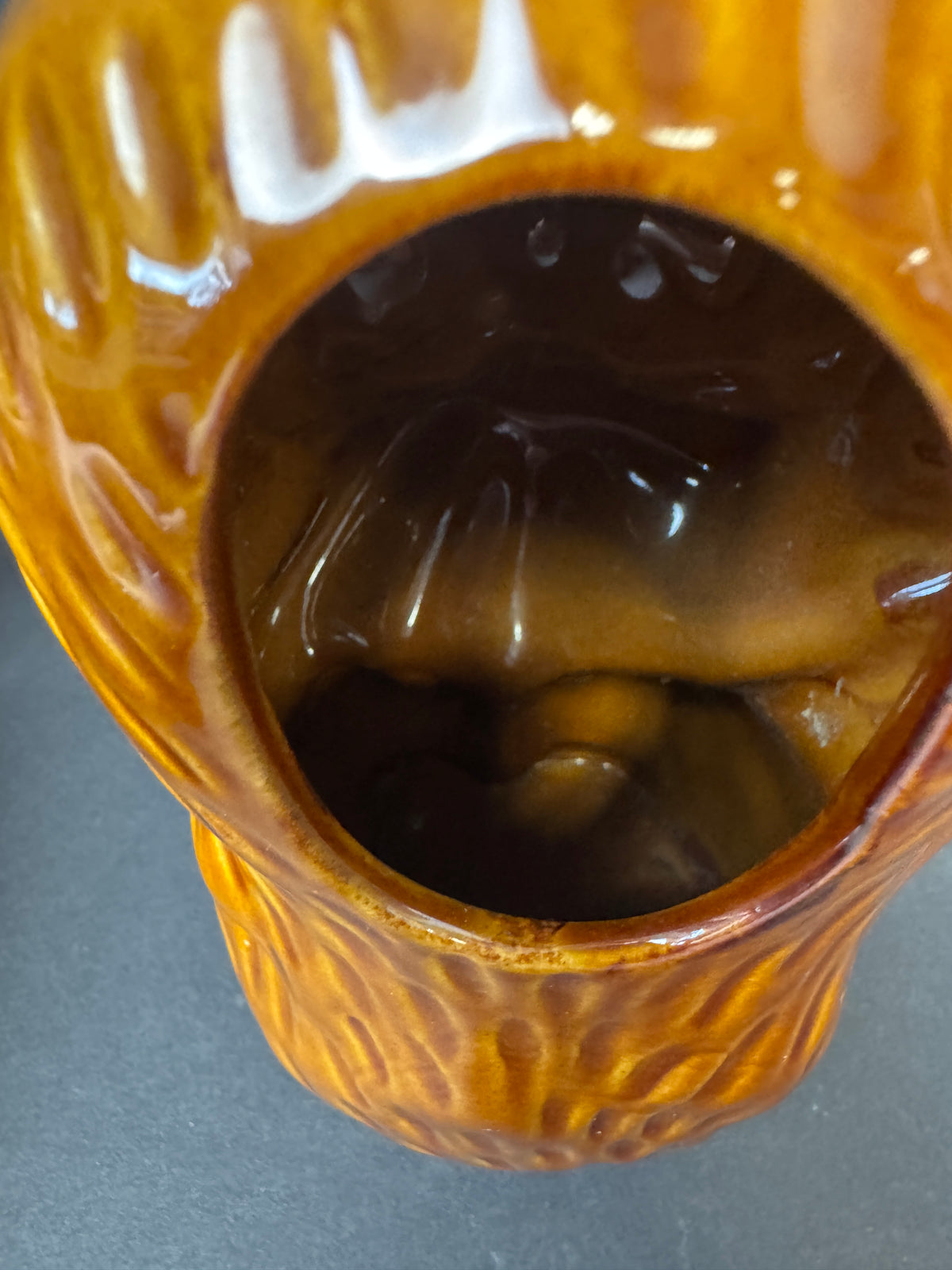 474 - Vintage Hear No Evil Monkey Tiki Mug DW134-H Brown Glaze 6.5" Tall China