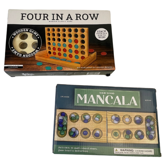 Four in a Row & Mancala Solid Wood Strategy Game Set