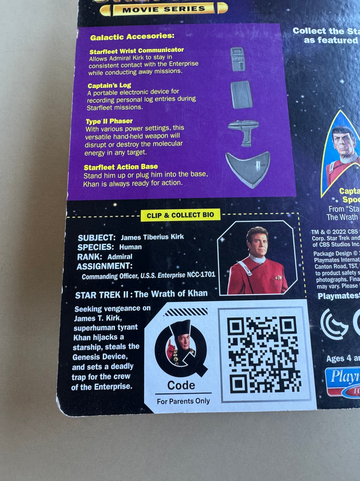 STAR TREK PLAYMATES TOYS 2022 THE WRATH OF KHAN ADMIRAL KIRK FIGURE