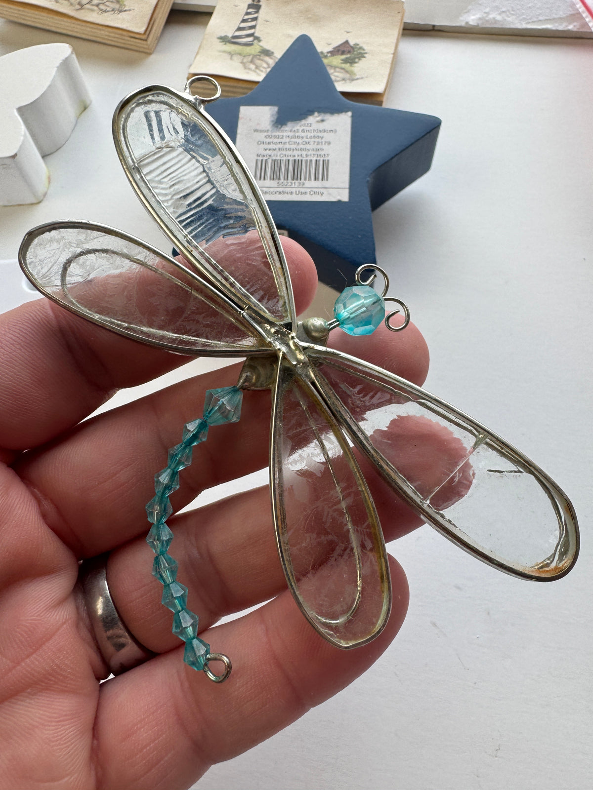 515 - bundle deal! Decorations, beaded, glass, dragonfly, gains butterfly, six piece
