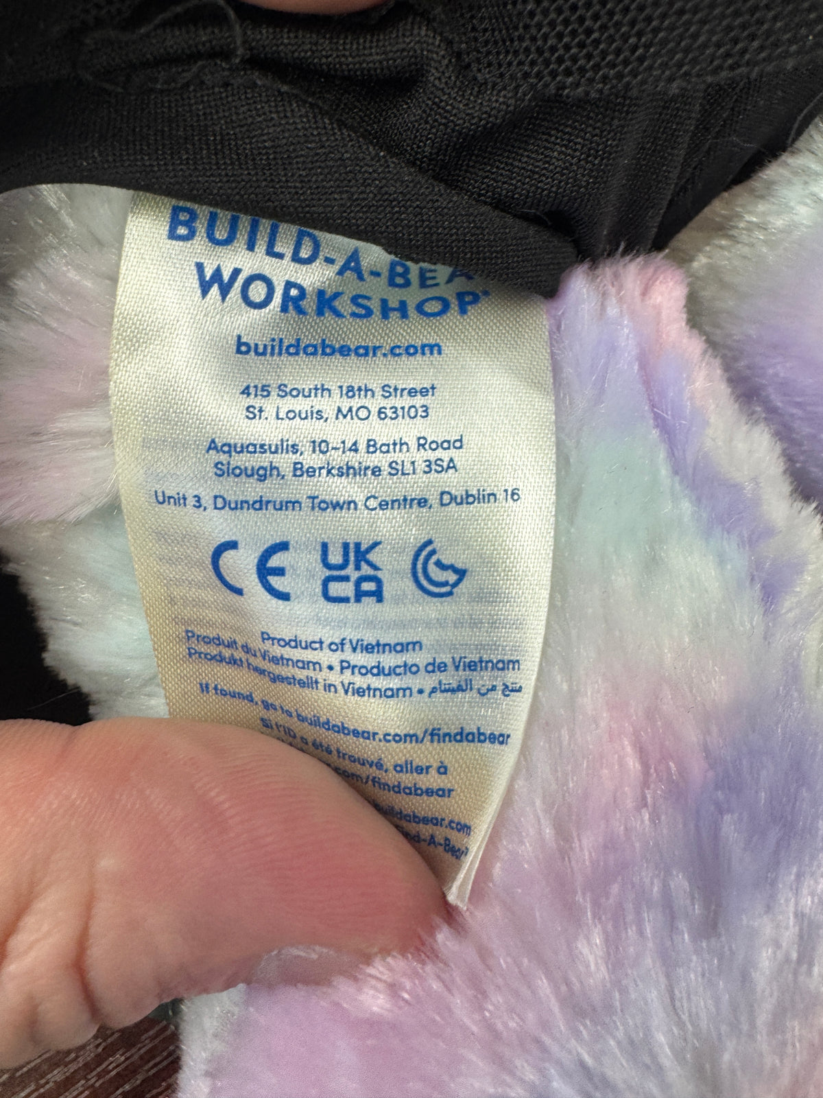 564 - Build-A-Bear Pastel Swirl Kitty With Pink BAB BABW black cheerleading varsity outfit