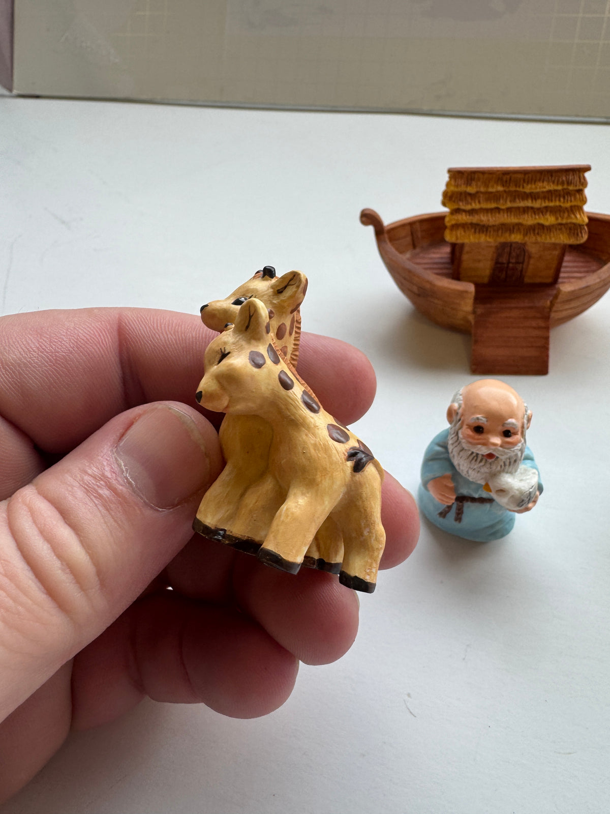 510 - Hallmark Merry Miniatures Noah and Friends, 1996 Story Time figurines, Noah, boat, elephants, giraffes