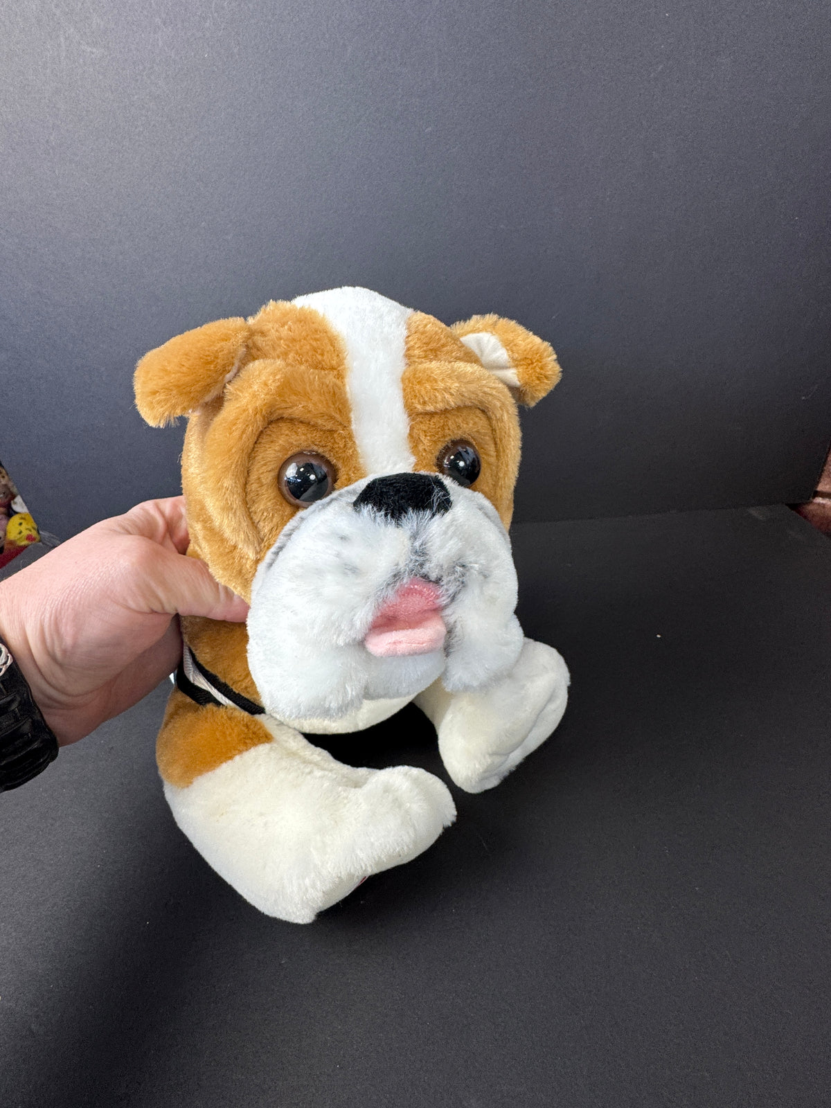559 - Build-A-Bear Workshop Brown and White Bulldog Plush Dog with Tongue Out, Brooklyn Nets Jersey NBA BAB