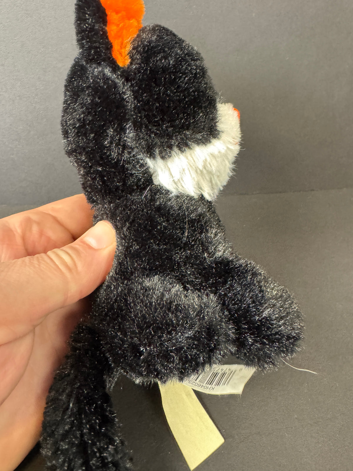 569 - Halloween 6" Glitter Eyes Black Orange Skeleton KITTY Cat Plush