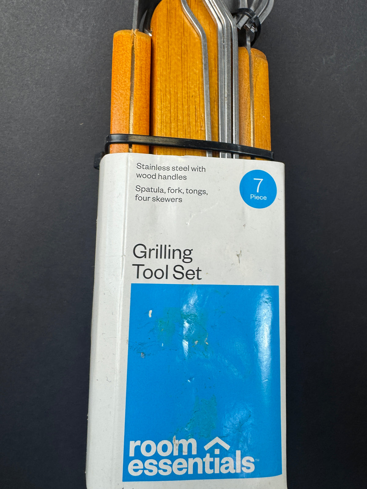 Grilling Tool Set Utensils 7 Stainless Steel/wood Handles Tongs Spatula Fork