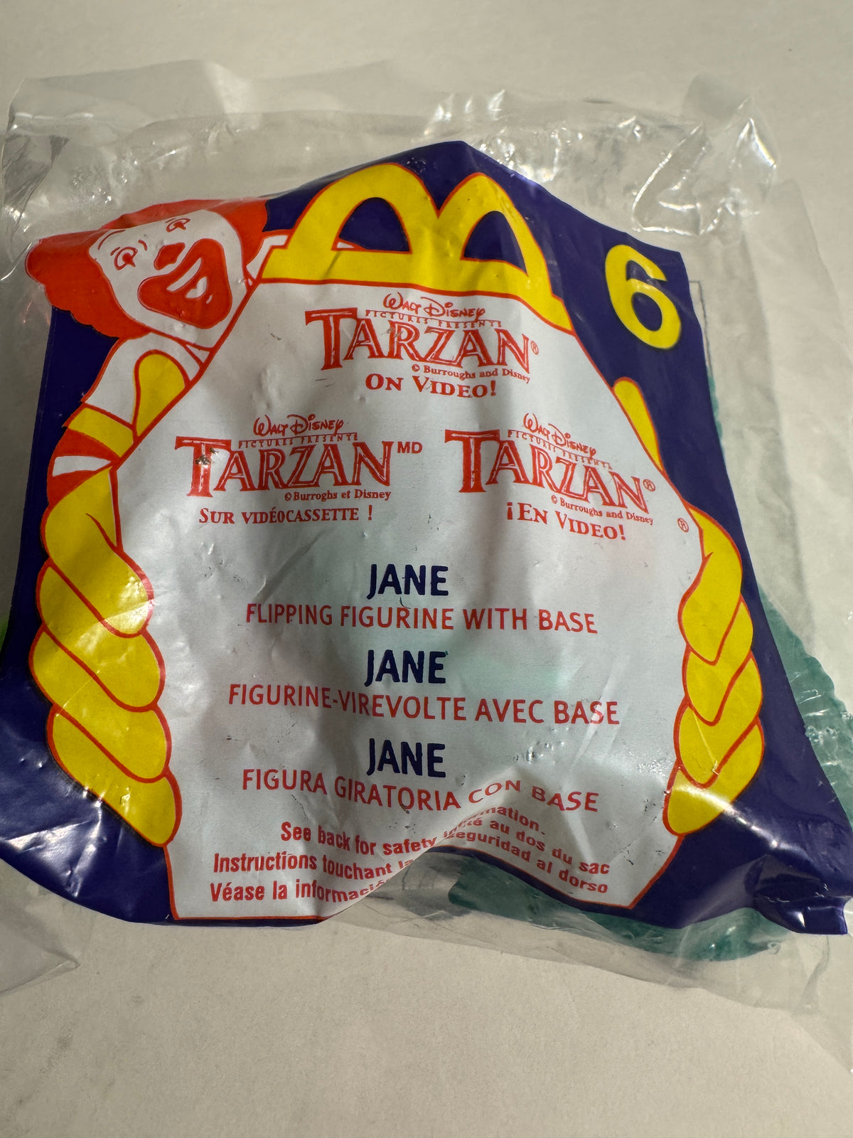 560 - Disney McDonald's Tarzan Jane Flipping Figure Toy w/ Base 1999 Vintage