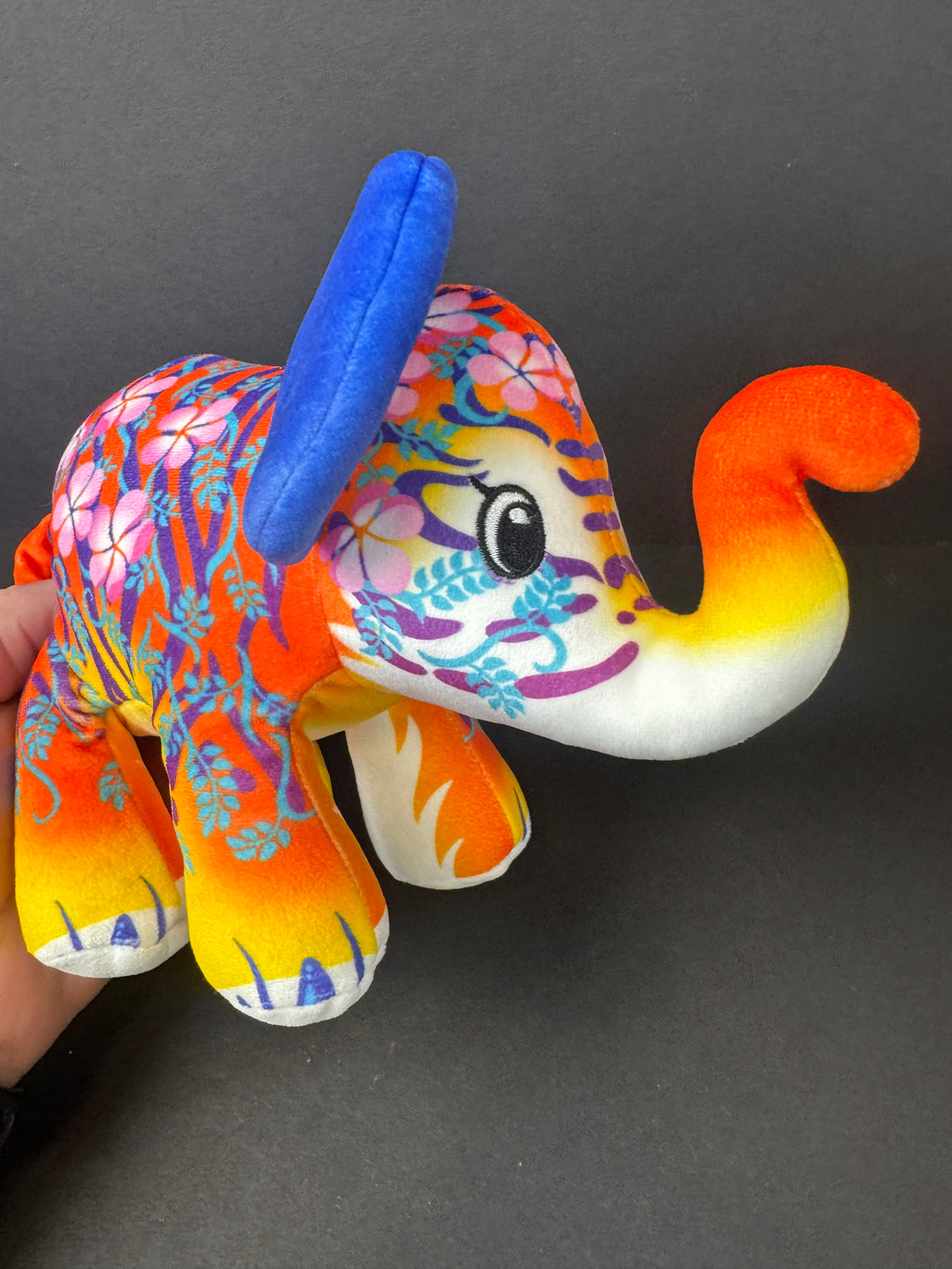 543 - Pop Art Soft Tiger Plush Animal Blue Orange Mystery Elephant Flower Stripes