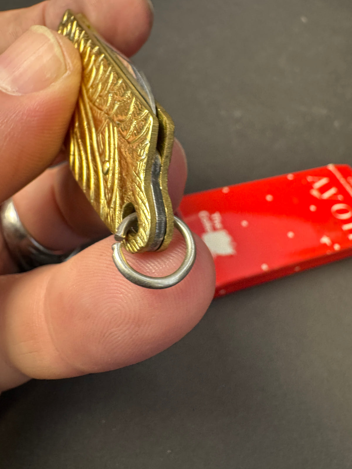 147 - Vintage Avon Brass Duck Penknife Pocket Knife Keychain with Original Box