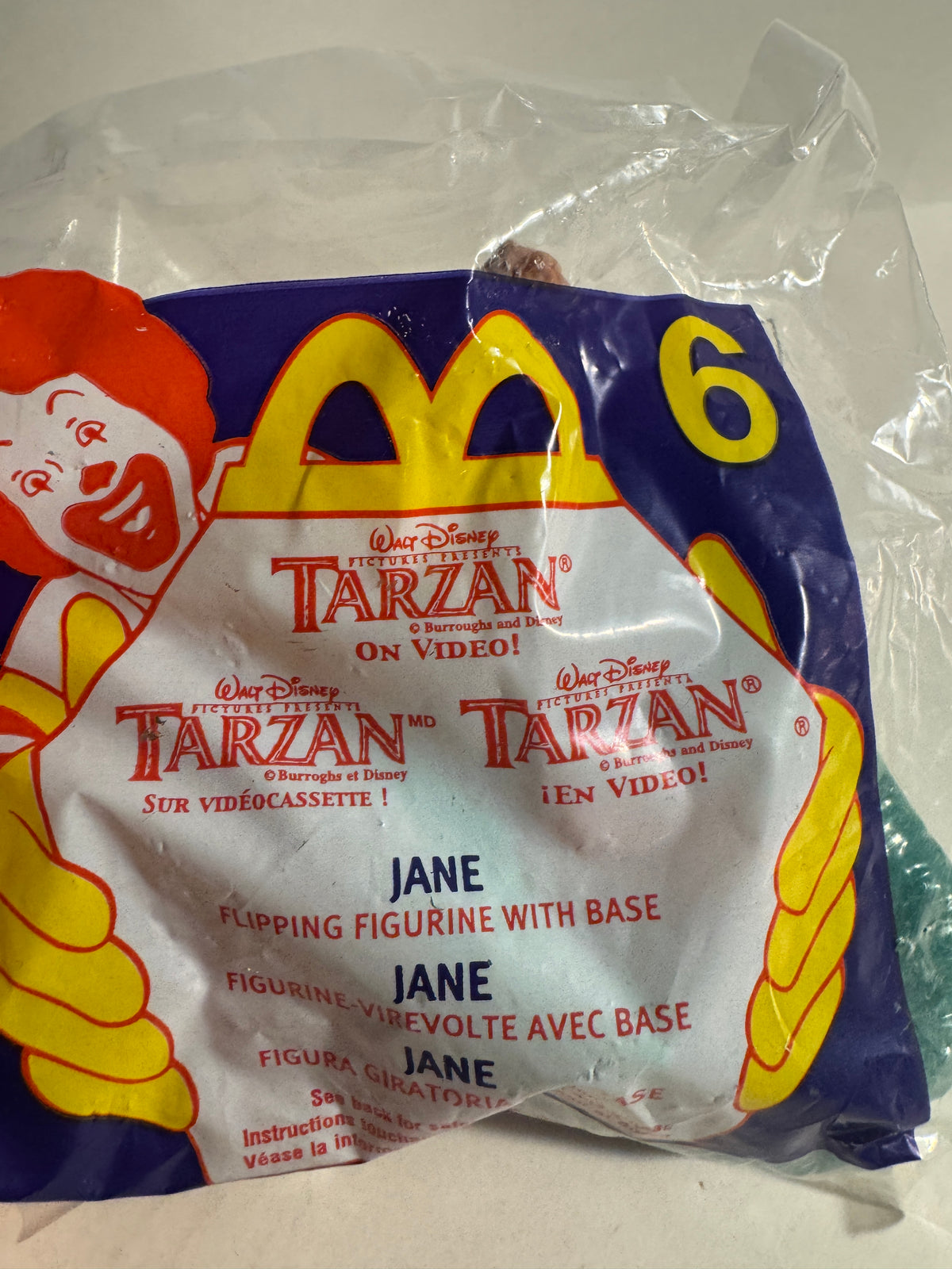 560 - Disney McDonald's Tarzan Jane Flipping Figure Toy w/ Base 1999 Vintage