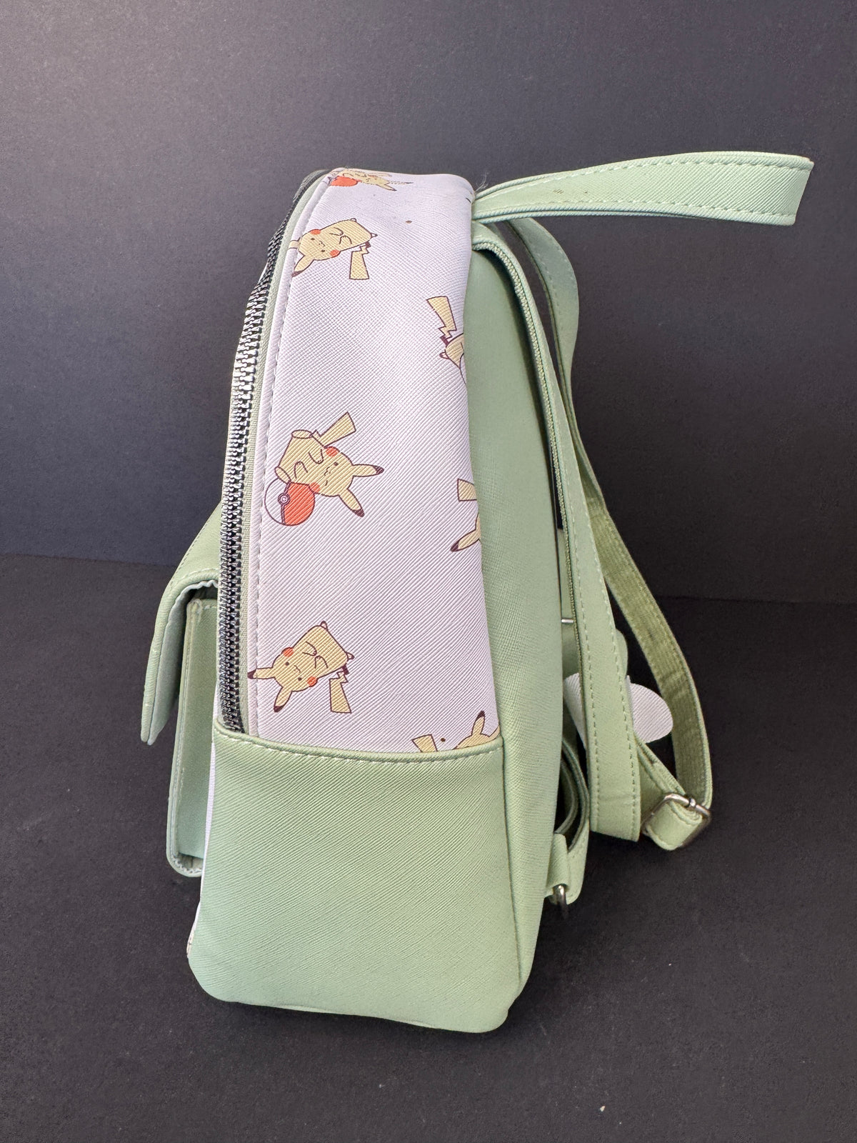 Pokemon 11" Mini Backpack - Green White Yellow Pikachu. Kawaii Comfy Cute