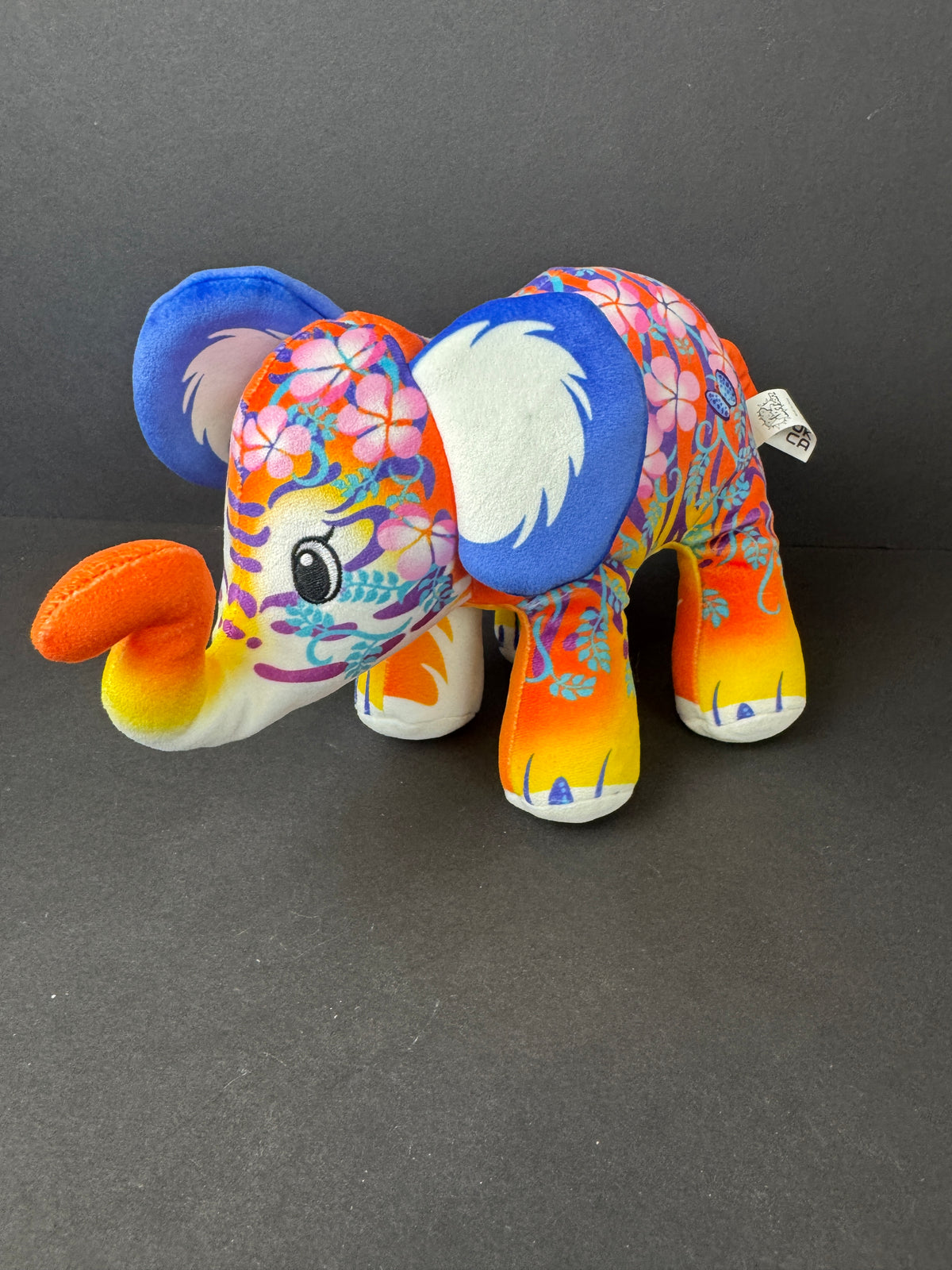 543 - Pop Art Soft Tiger Plush Animal Blue Orange Mystery Elephant Flower Stripes