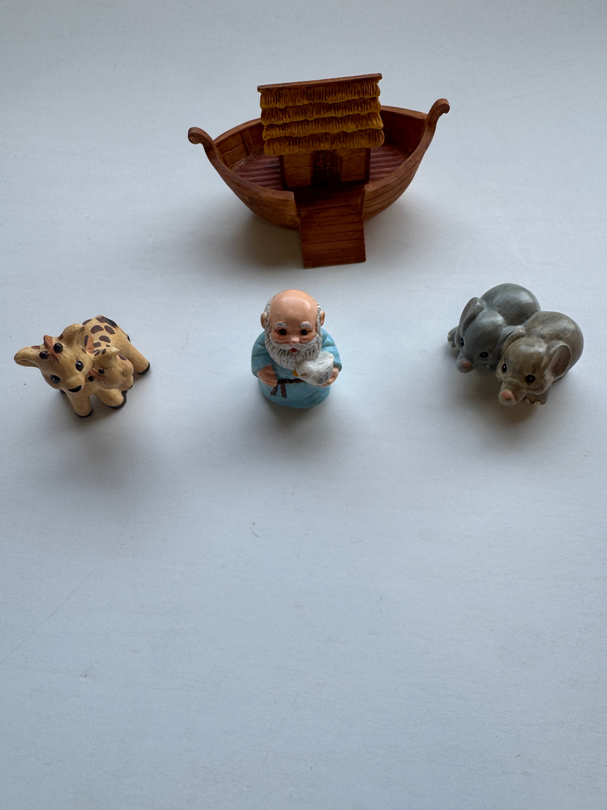 510 - Hallmark Merry Miniatures Noah and Friends, 1996 Story Time figurines, Noah, boat, elephants, giraffes