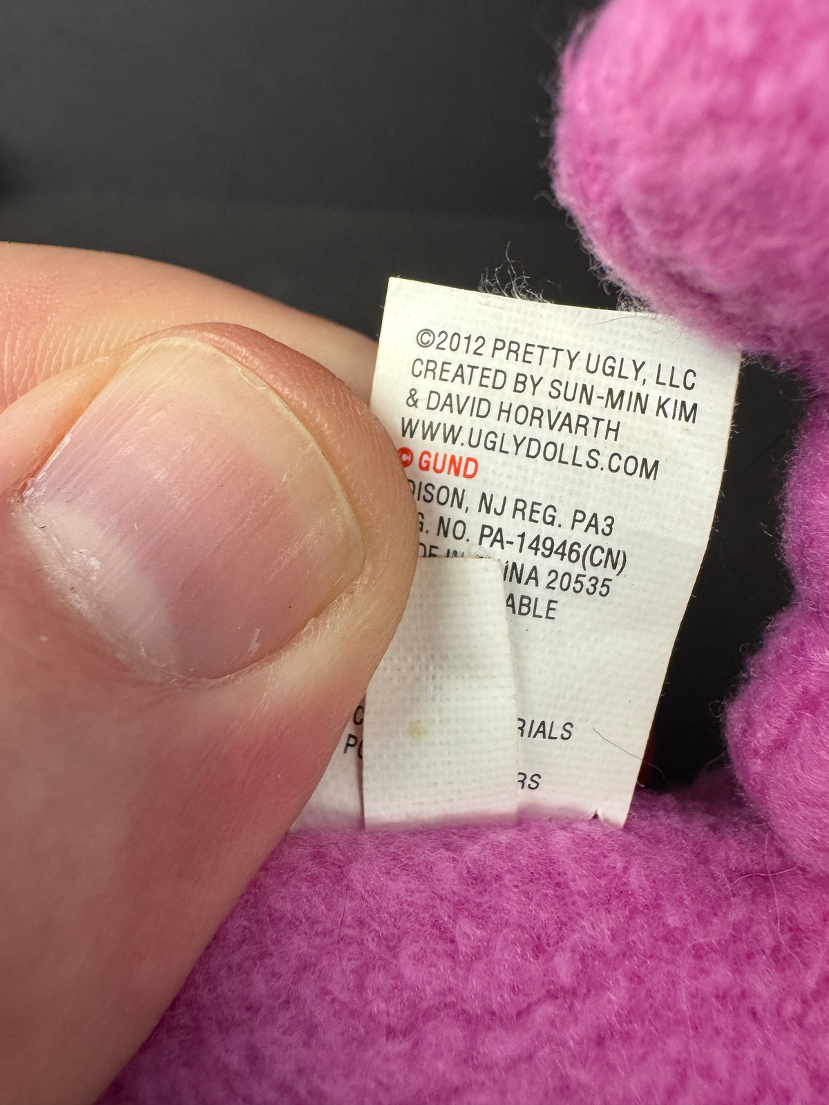 568 - Vintage Uglydoll Little Uglys GRAGON Pink Plush Pretty Ugly LLC Toy
