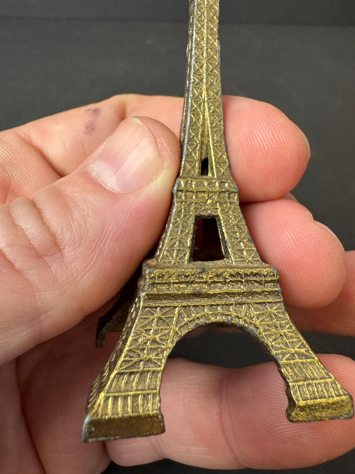 501 - bundle - Vintage Brass looking Doe Figure, Eiffel Tower Souvenir