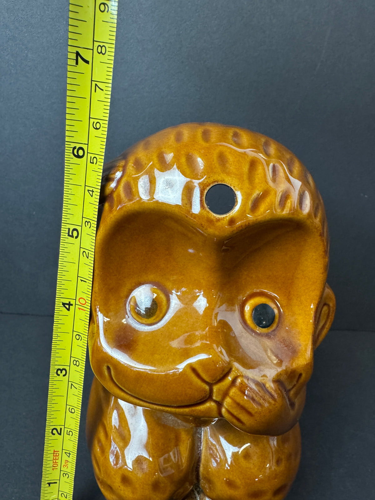 474 - Vintage Hear No Evil Monkey Tiki Mug DW134-H Brown Glaze 6.5" Tall China
