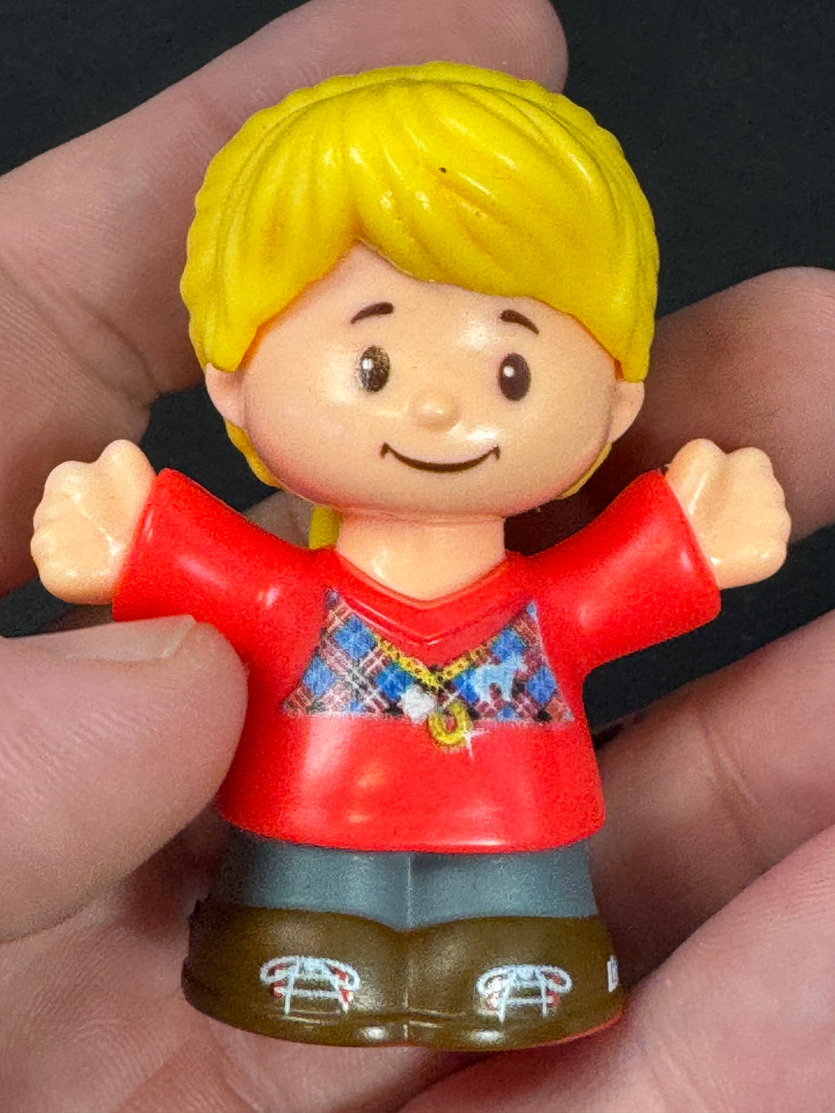 614 - Little People Blonde Girl Figure Red Shirt Fisher-Price