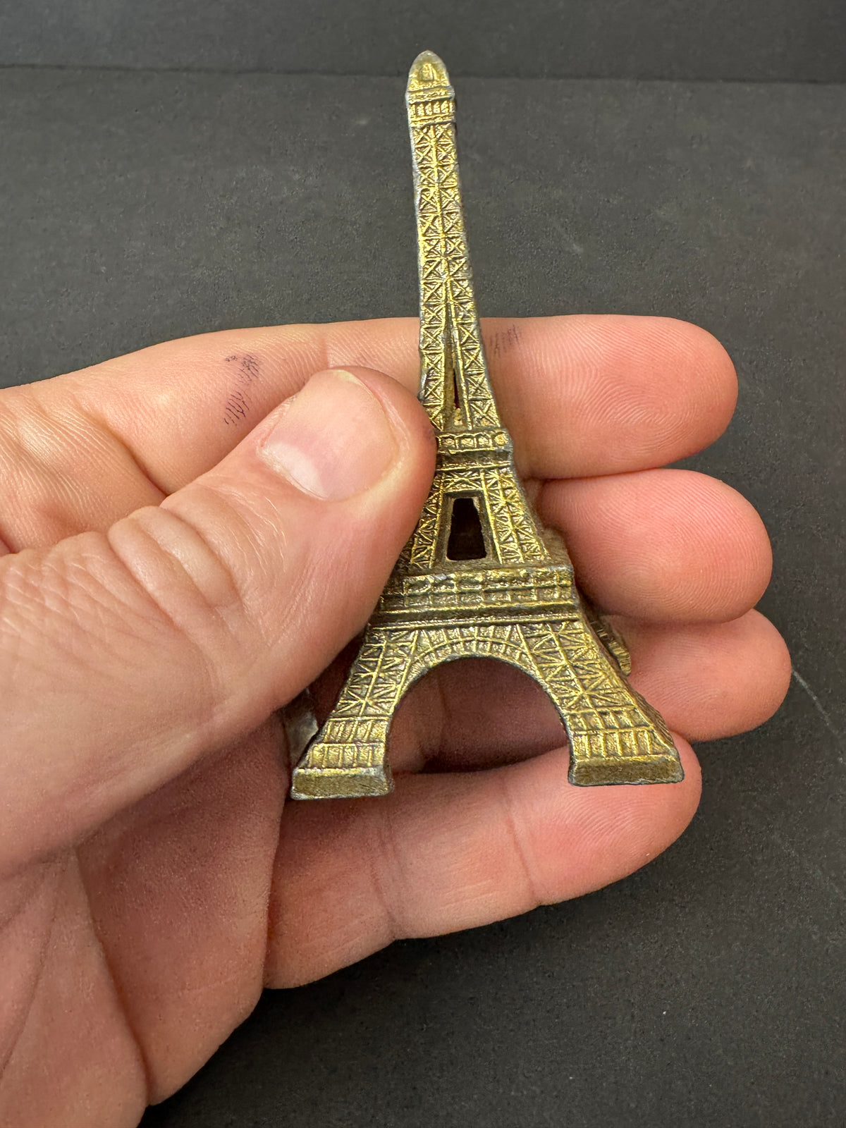 501 - bundle - Vintage Brass looking Doe Figure, Eiffel Tower Souvenir