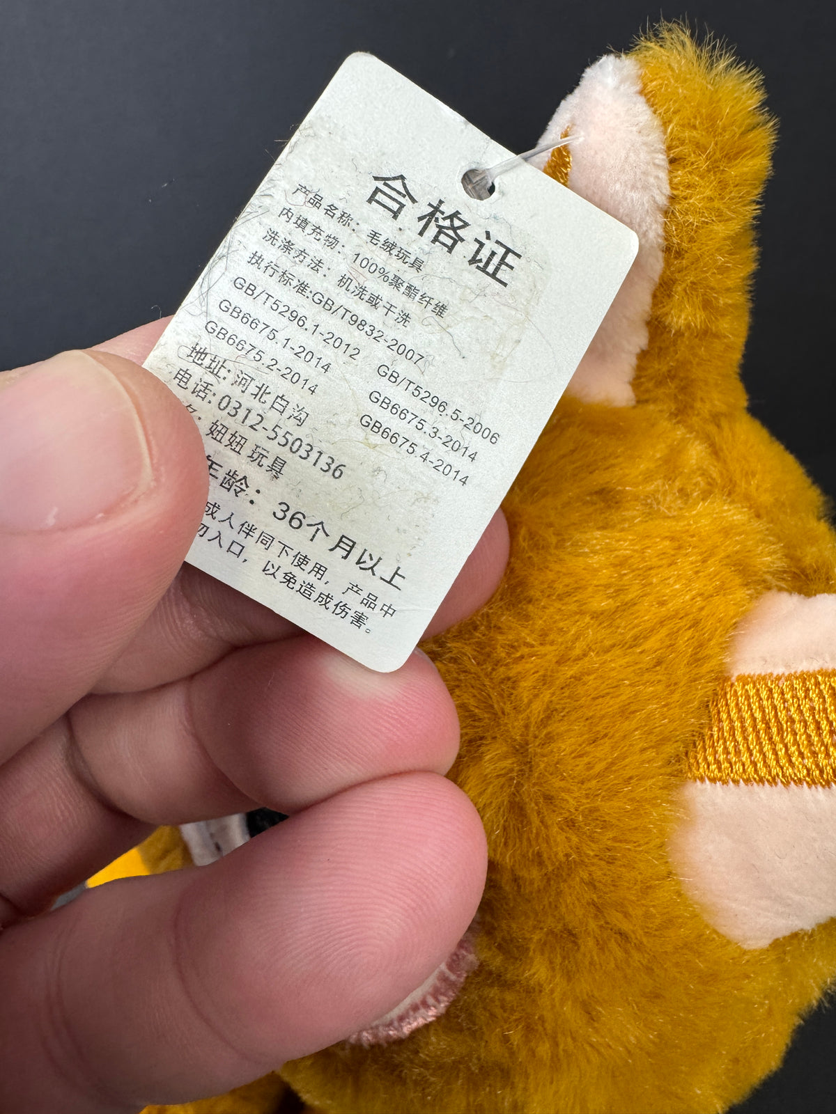566 - generic labubu looking plush, tag is in Chinese