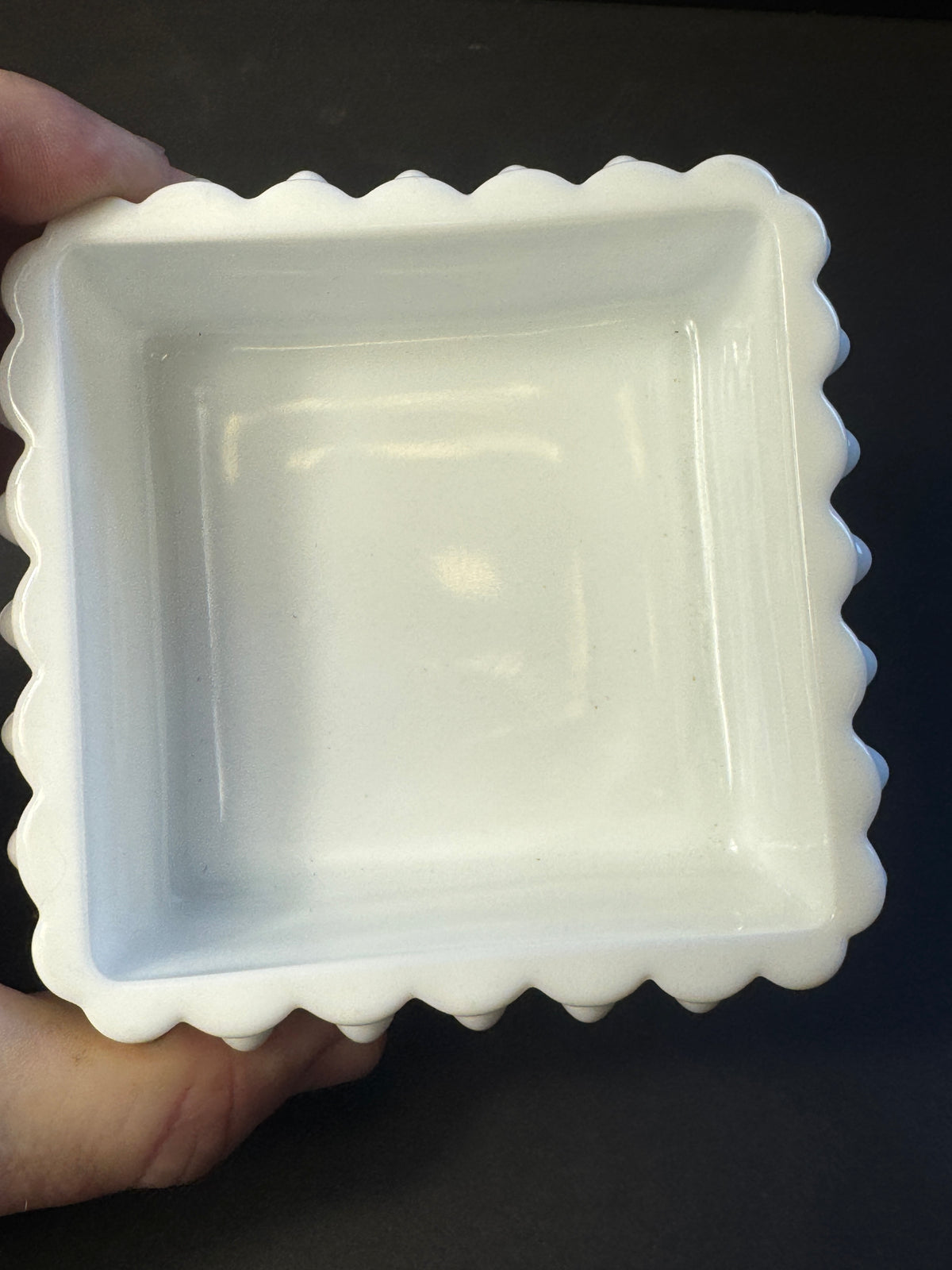 Vintage Fenton White Hobnail Trinket Dish With Cover