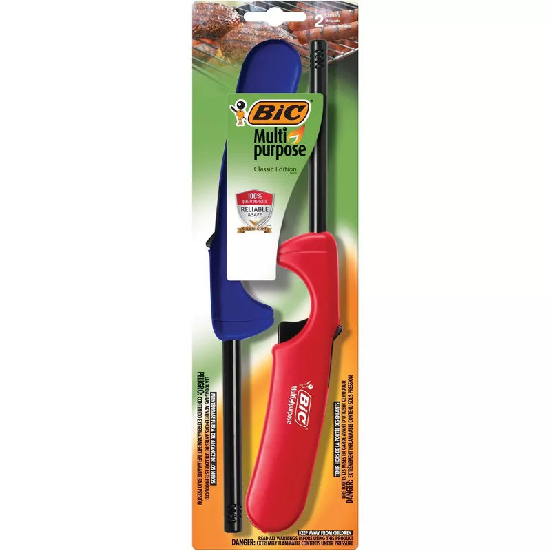 BIC Multi-Purpose Lighter : Dual Pack, Butane Powered, Metal & Plastic Wand