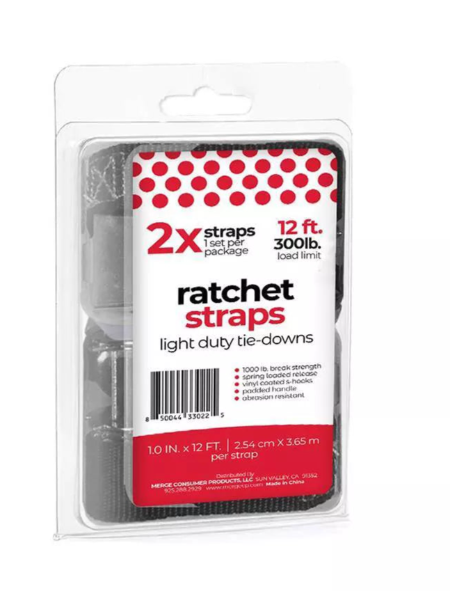 Natural Home 2pk 300lbs Ratchet Straps