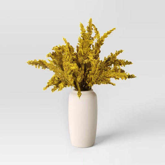 Large Goldenrod Arrangement in Ceramic Pot Fall Artificial Plant Yellow - Thresh