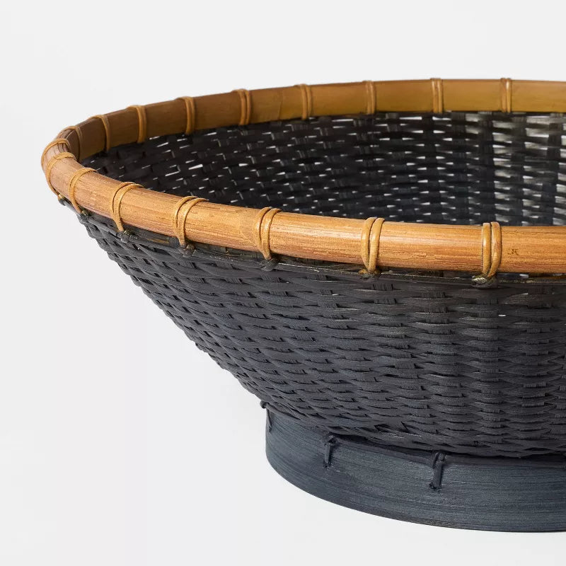 Round Bamboo Decorative Woven Bowl Slate Black - Threshold™