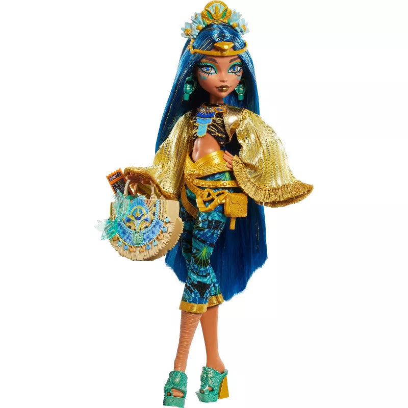 Monster High Fest Cleo De Nile Fashion Doll Blue Hair/Brown Hair with Festival Outfit Band Poster and Accessories