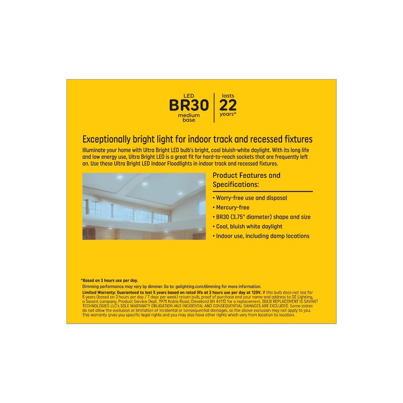 GE 2pk 150W BR30 LED Floodlight Daylight