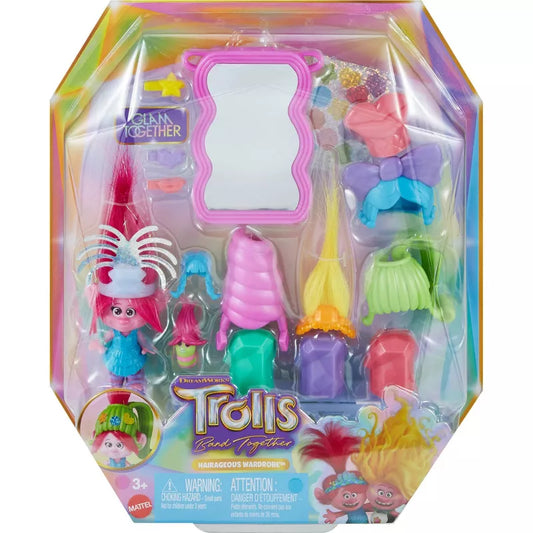 DreamWorks Trolls Band Together Hairageous Wardrobe Queen Poppy Small Doll & Accessories Playset