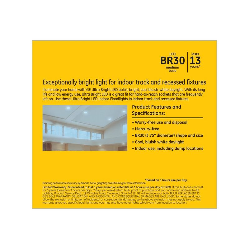 GE 2pk 150W BR30 LED Floodlight Daylight
