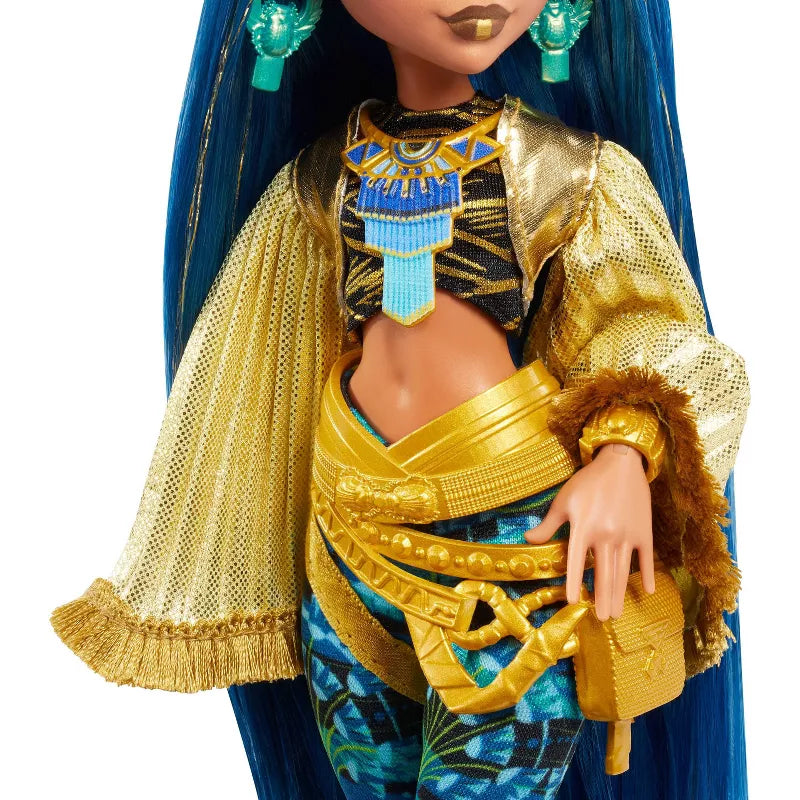 Monster High Fest Cleo De Nile Fashion Doll Blue Hair/Brown Hair with Festival Outfit Band Poster and Accessories