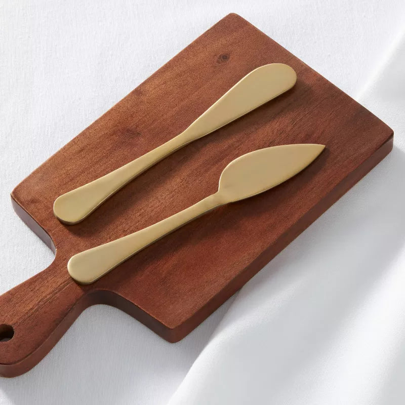 Stainless Steel Cheese Spreader and Knife Set Gold