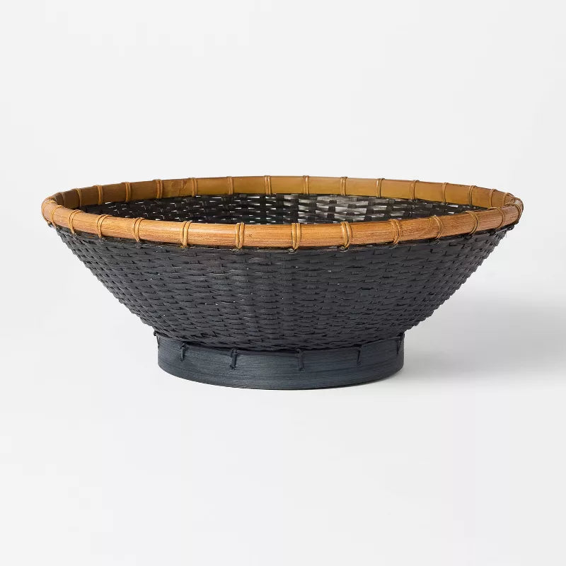 Round Bamboo Decorative Woven Bowl Slate Black - Threshold™