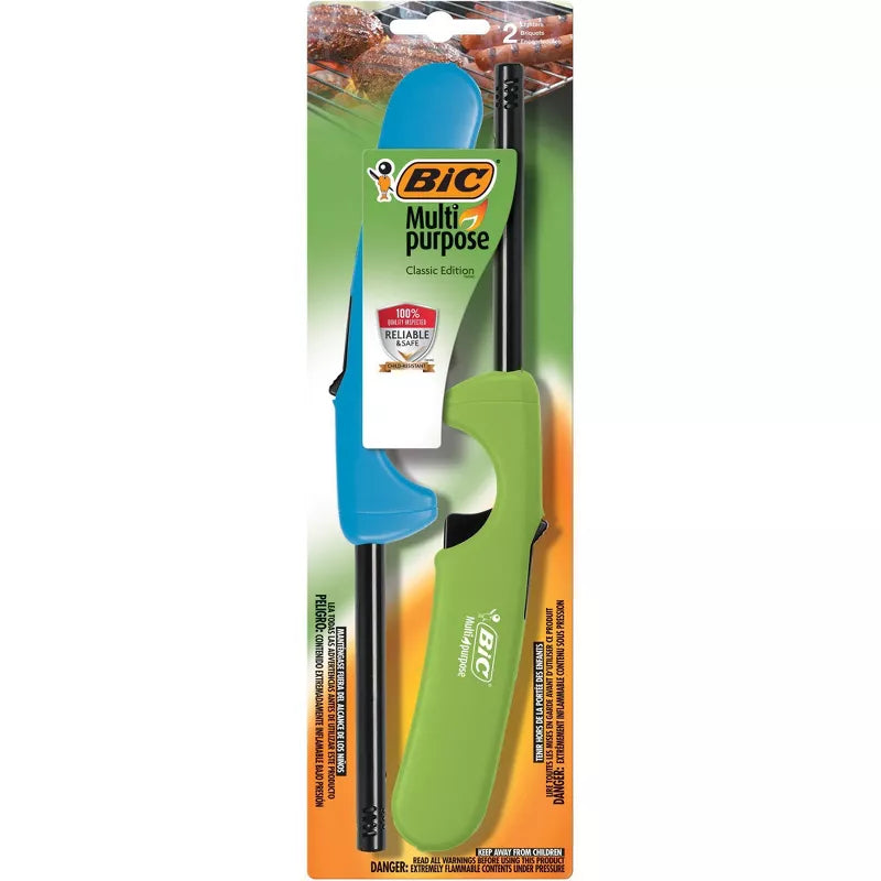 BIC Multi-Purpose Lighter : Dual Pack, Butane Powered, Metal & Plastic Wand