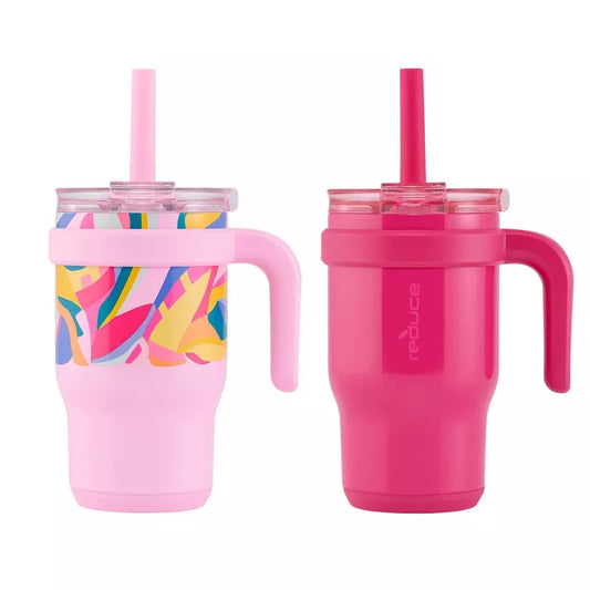 Reduce 14oz 2pk Coldee Kids Mugs with Spill-Proof Straw